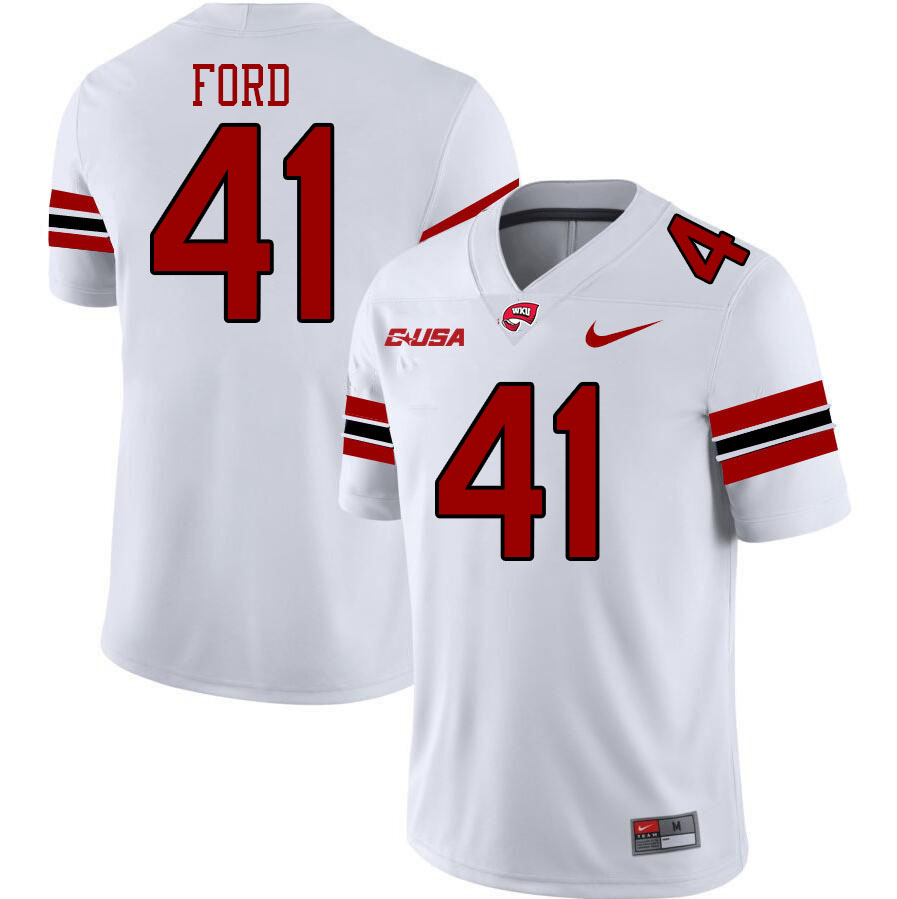 Western Kentucky Hilltoppers #41 Alex Ford College Football Jerseys Stitched Sale-White